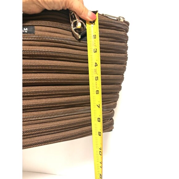 Bam Bags Unisex Nylon Zippered Purse Crossbody Tote Bag Brown - Picture 4 of 10